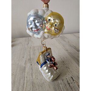 Patricia breen sweet dreams bed sun clouds Moon double ornament glass vintage Xm